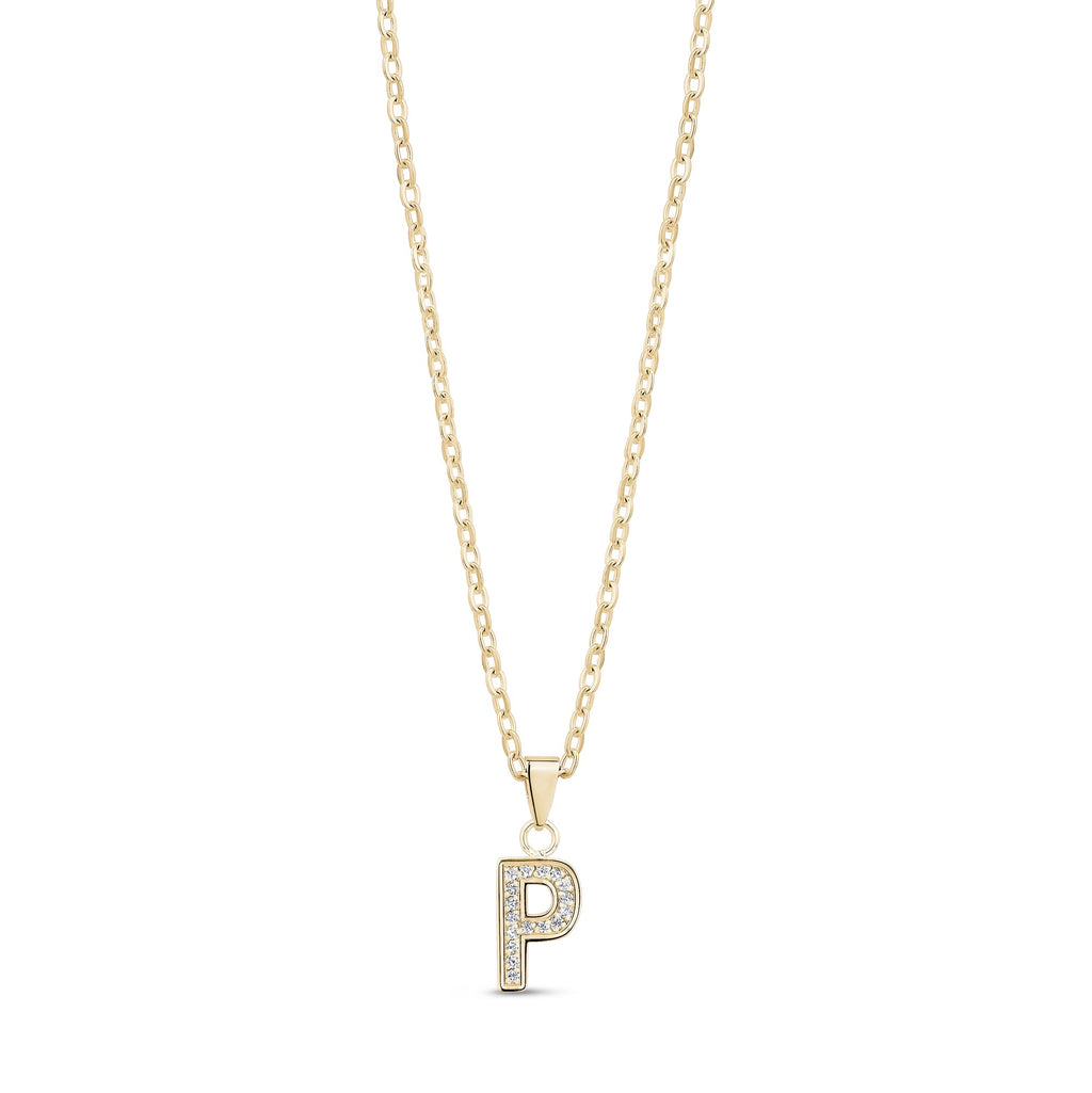 Stone-Set Initial Gold Pendant