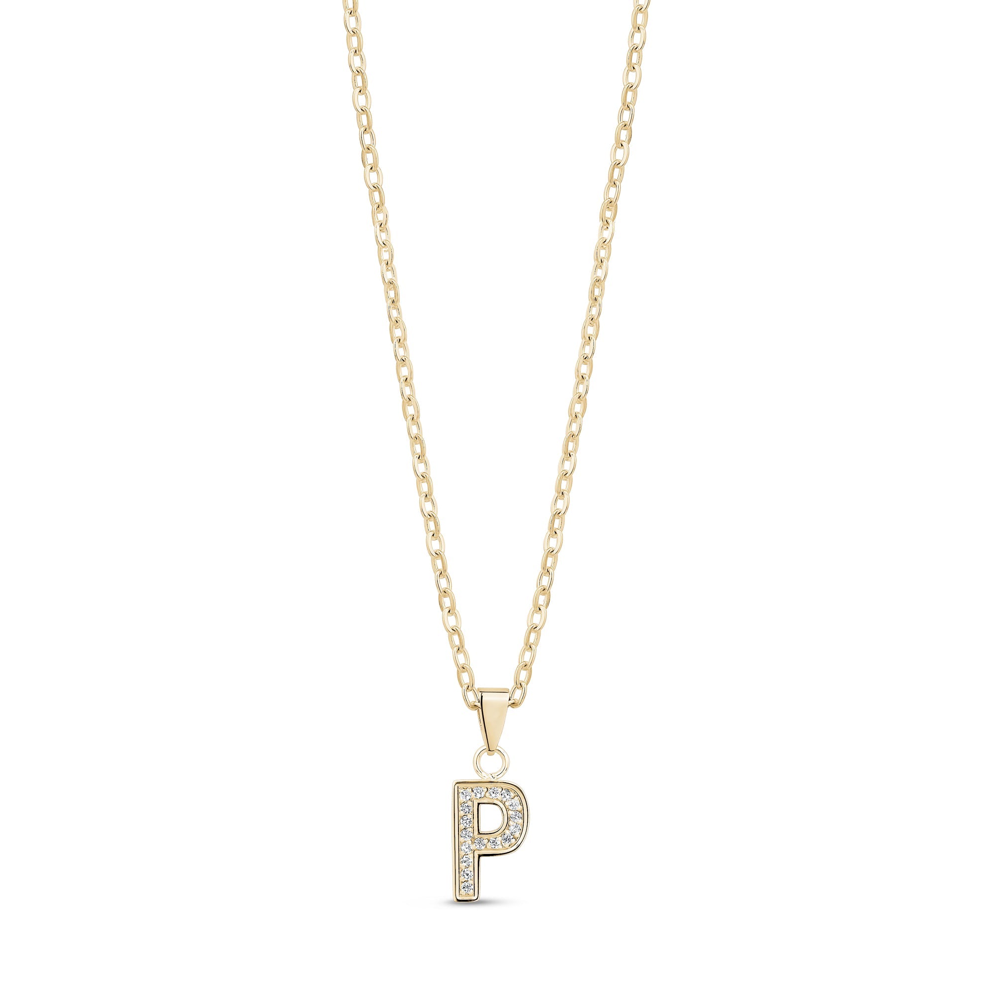 Stone-Set Initial Gold Pendant