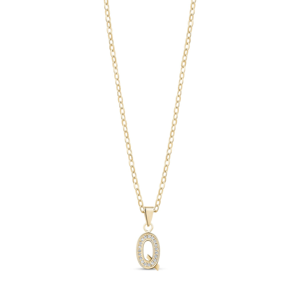 Stone-Set Initial Gold Pendant