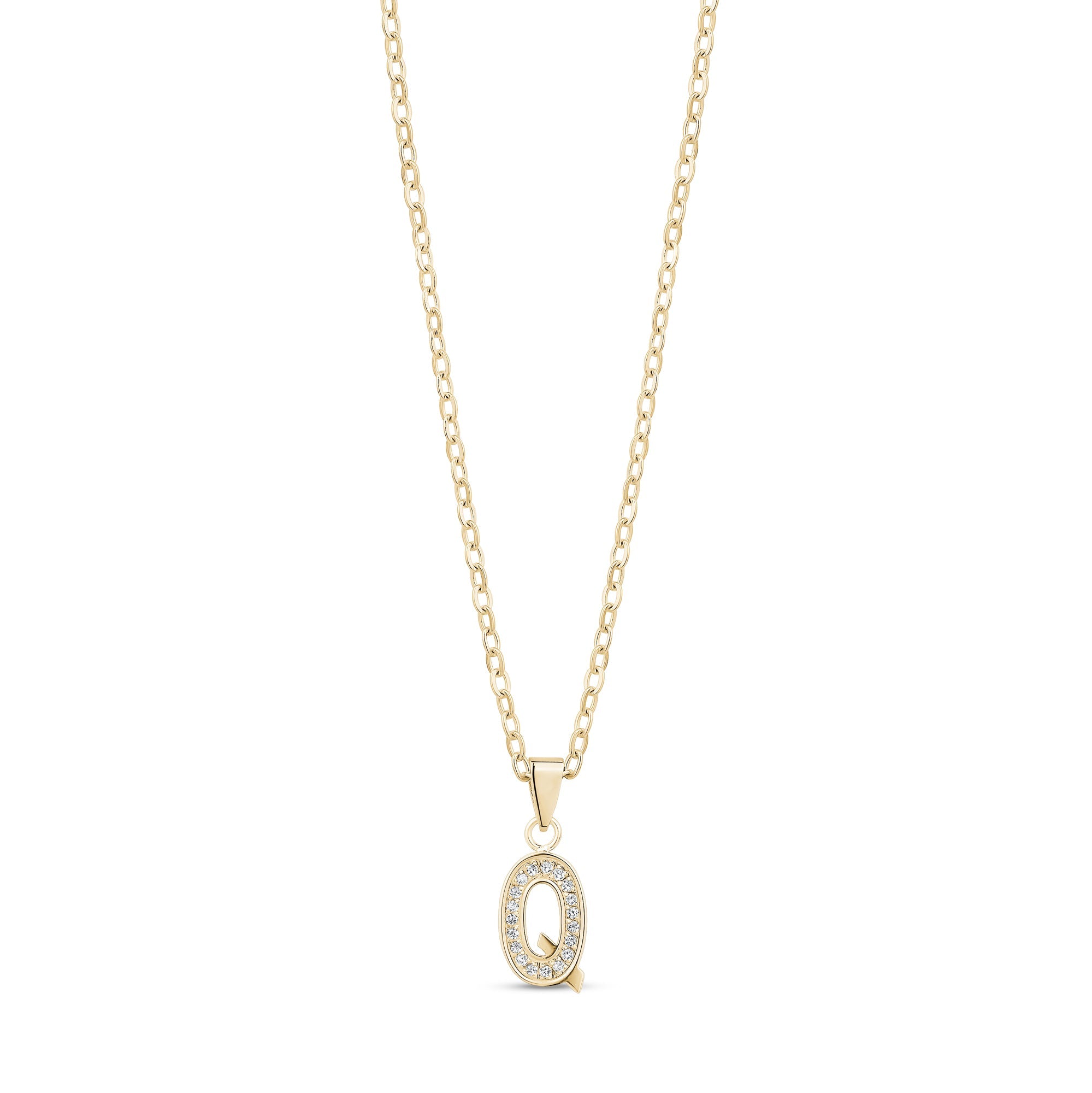 Stone-Set Initial Gold Pendant