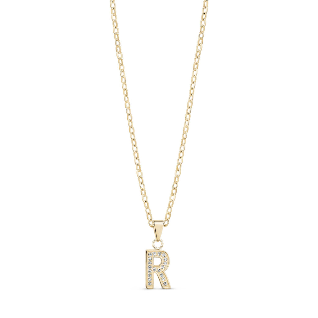 Stone-Set Initial Gold Pendant