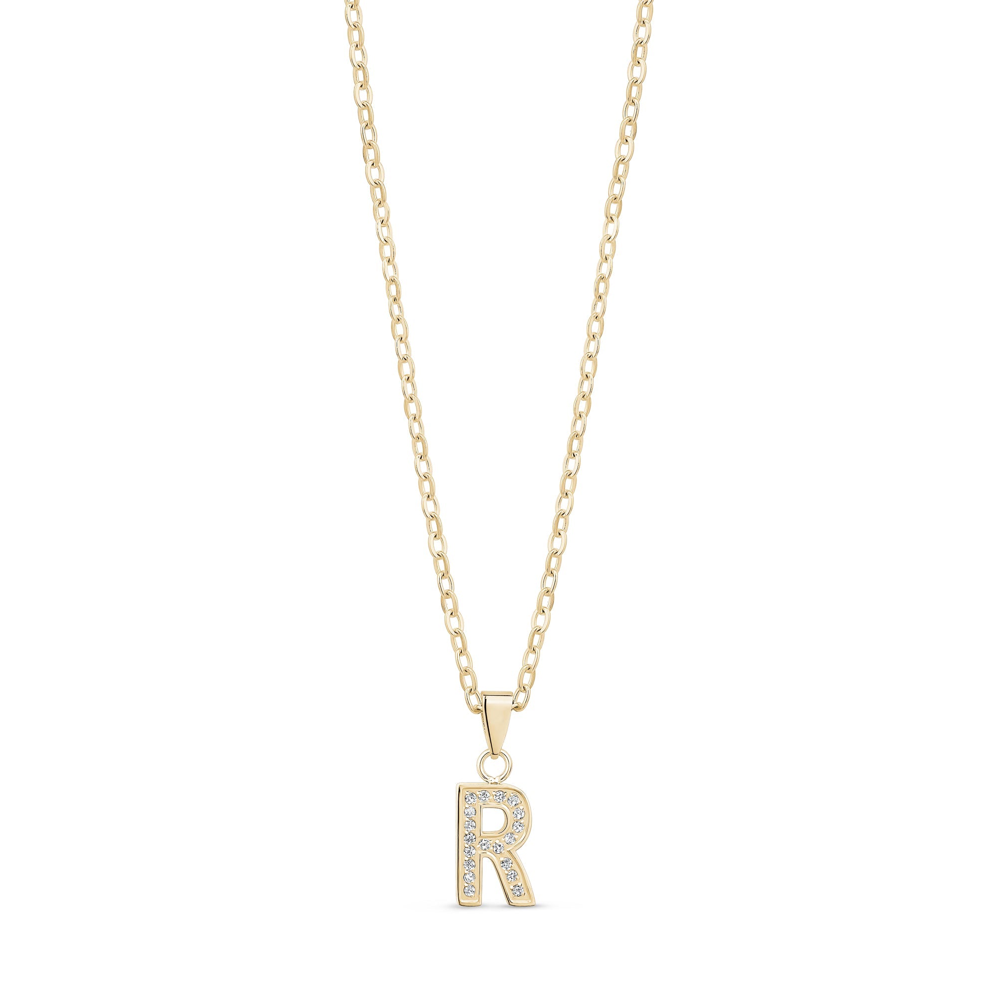 Stone-Set Initial Gold Pendant