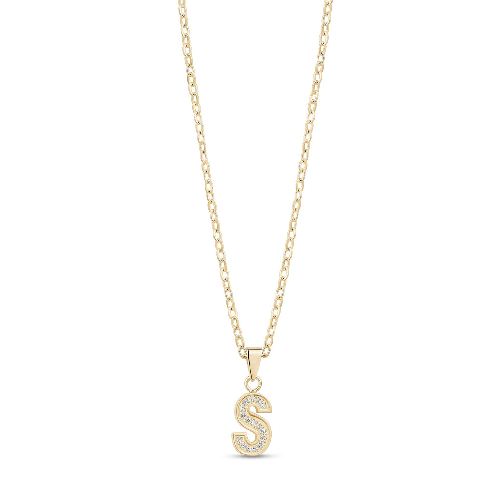 Stone-Set Initial Gold Pendant