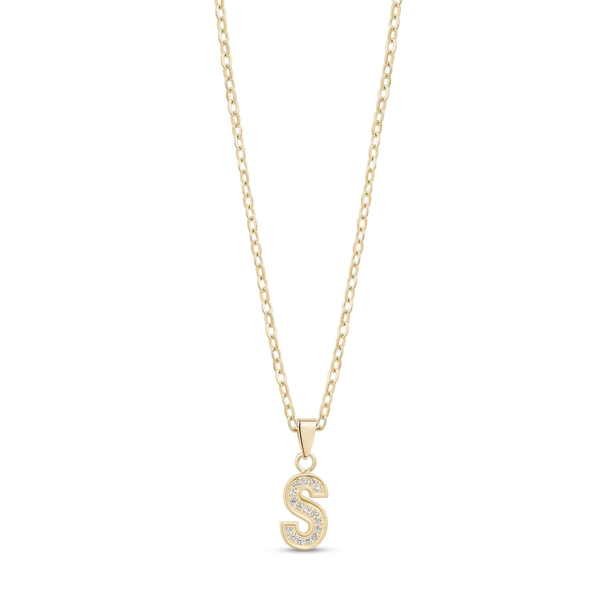 Stone-Set Initial Gold Pendant