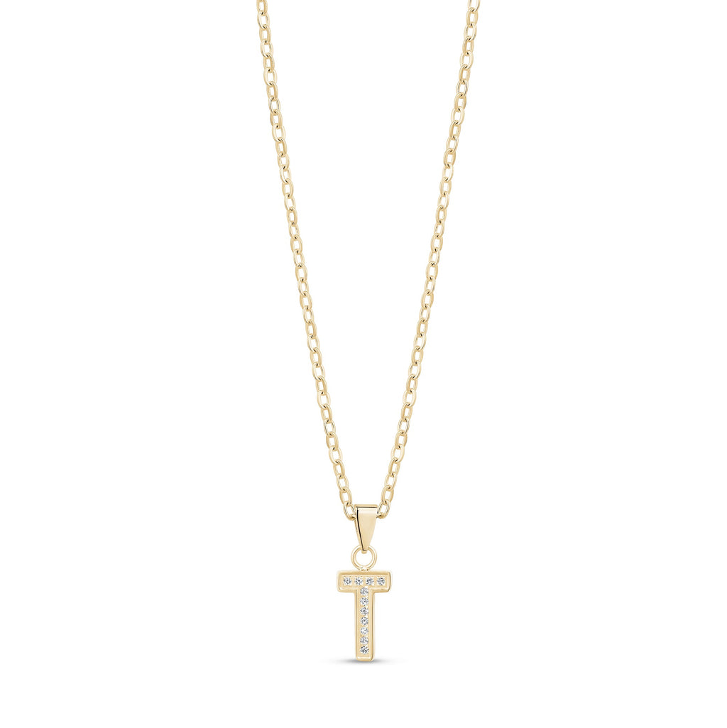 Stone-Set Initial Gold Pendant