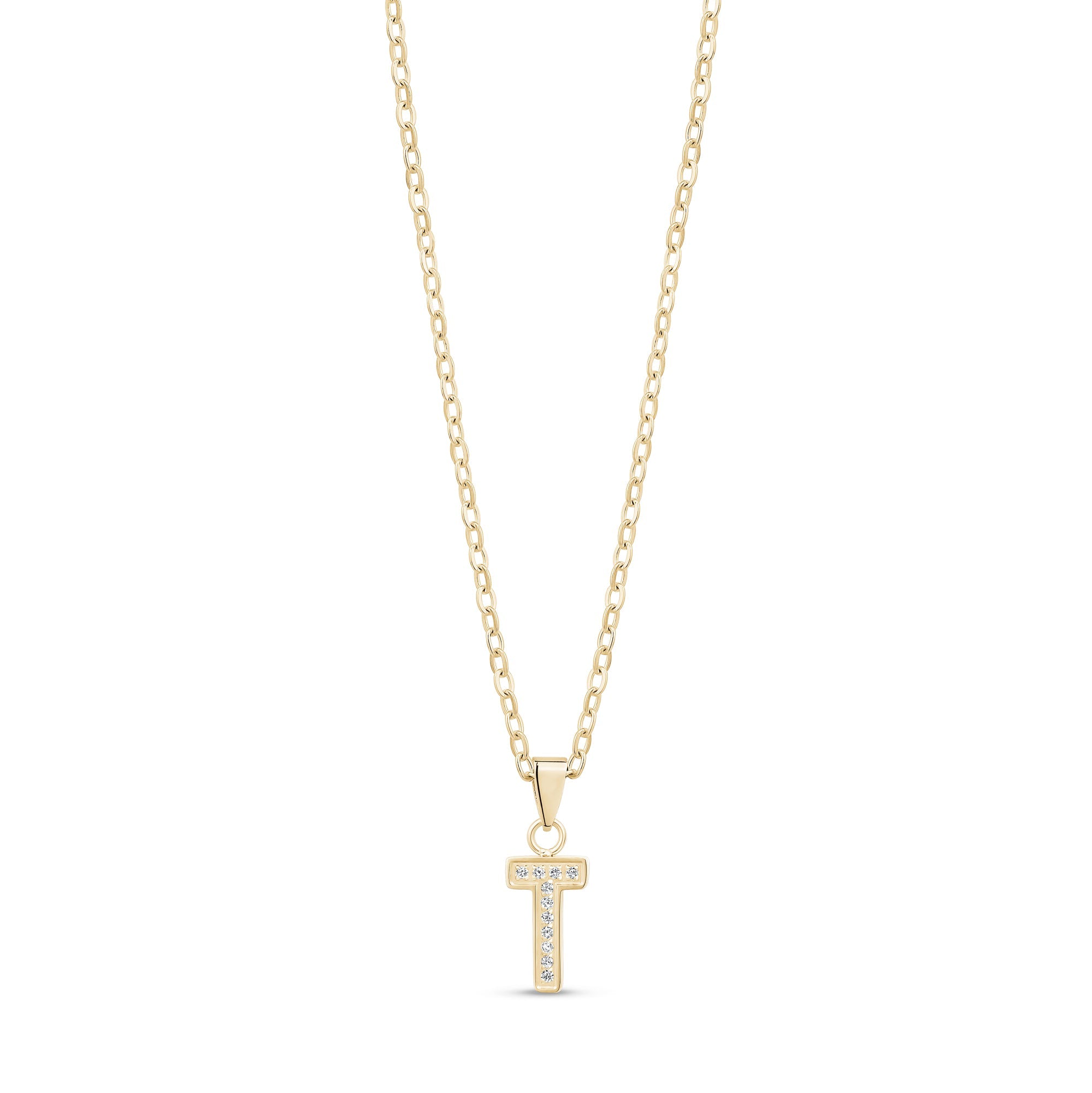 Stone-Set Initial Gold Pendant