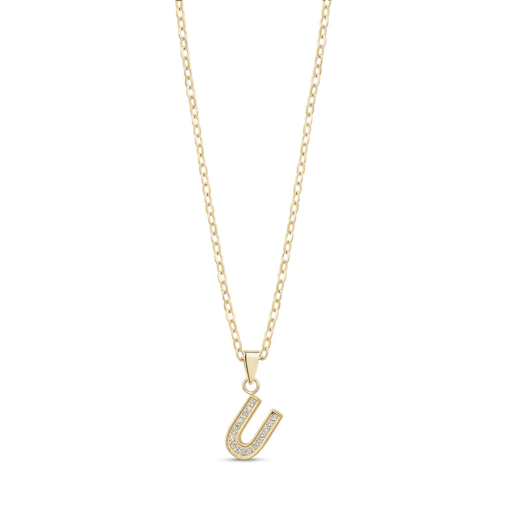 Stone-Set Initial Gold Pendant