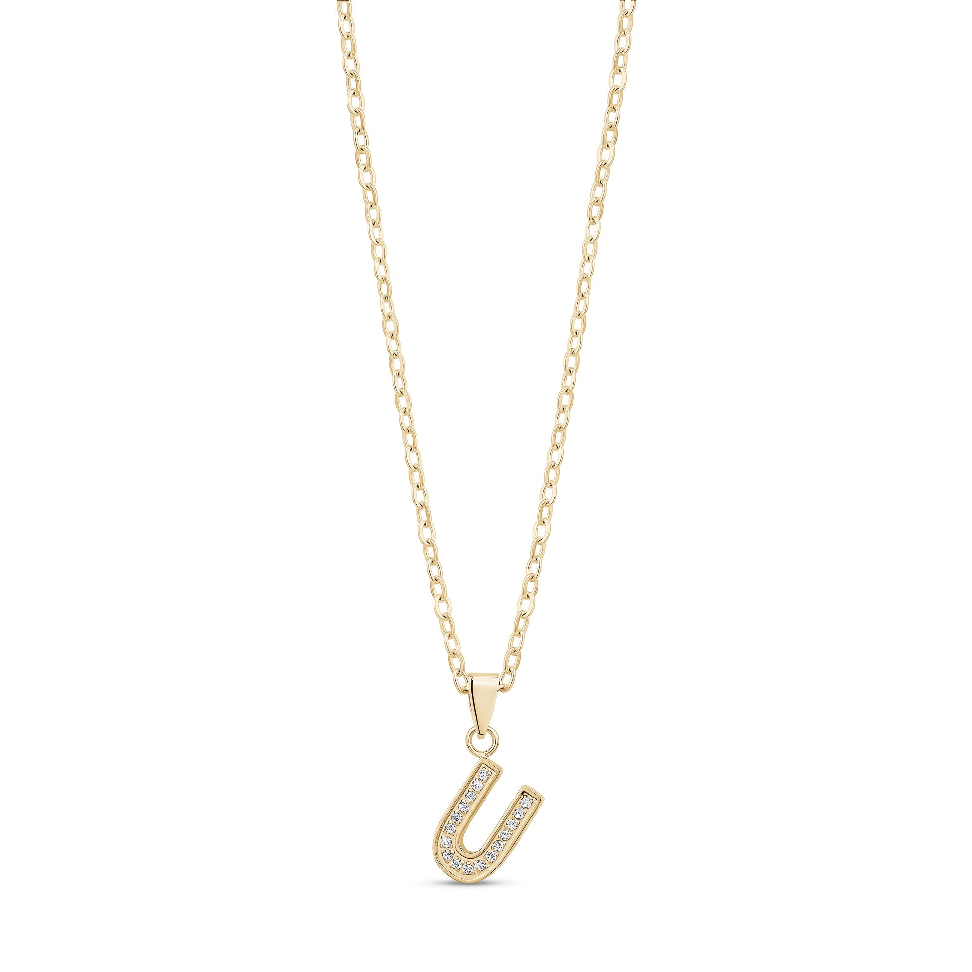 Stone-Set Initial Gold Pendant