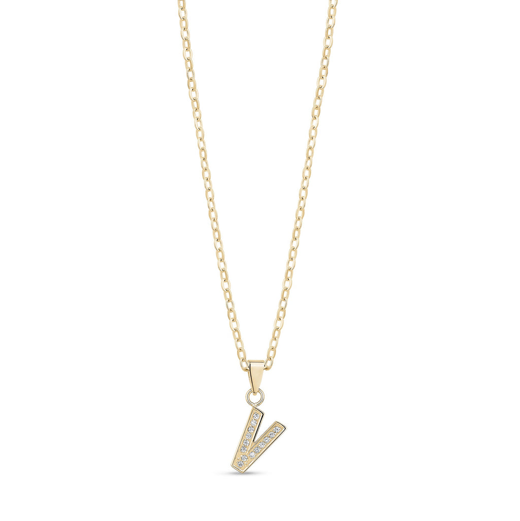 Stone-Set Initial Gold Pendant