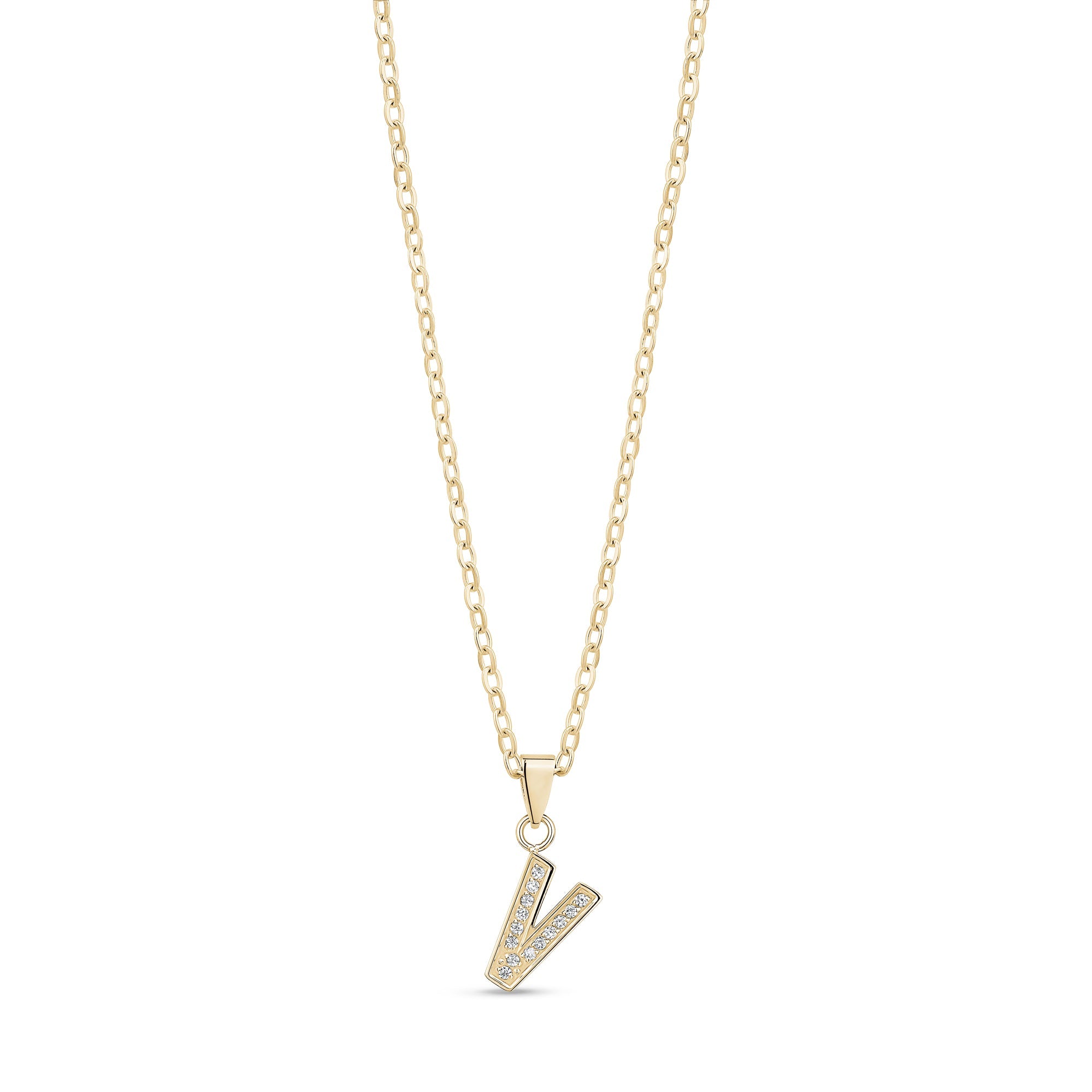 Stone-Set Initial Gold Pendant