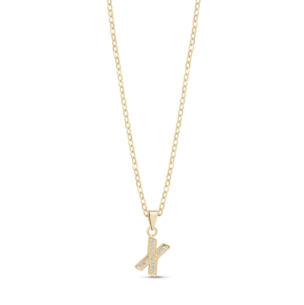 Stone-Set Initial Gold Pendant