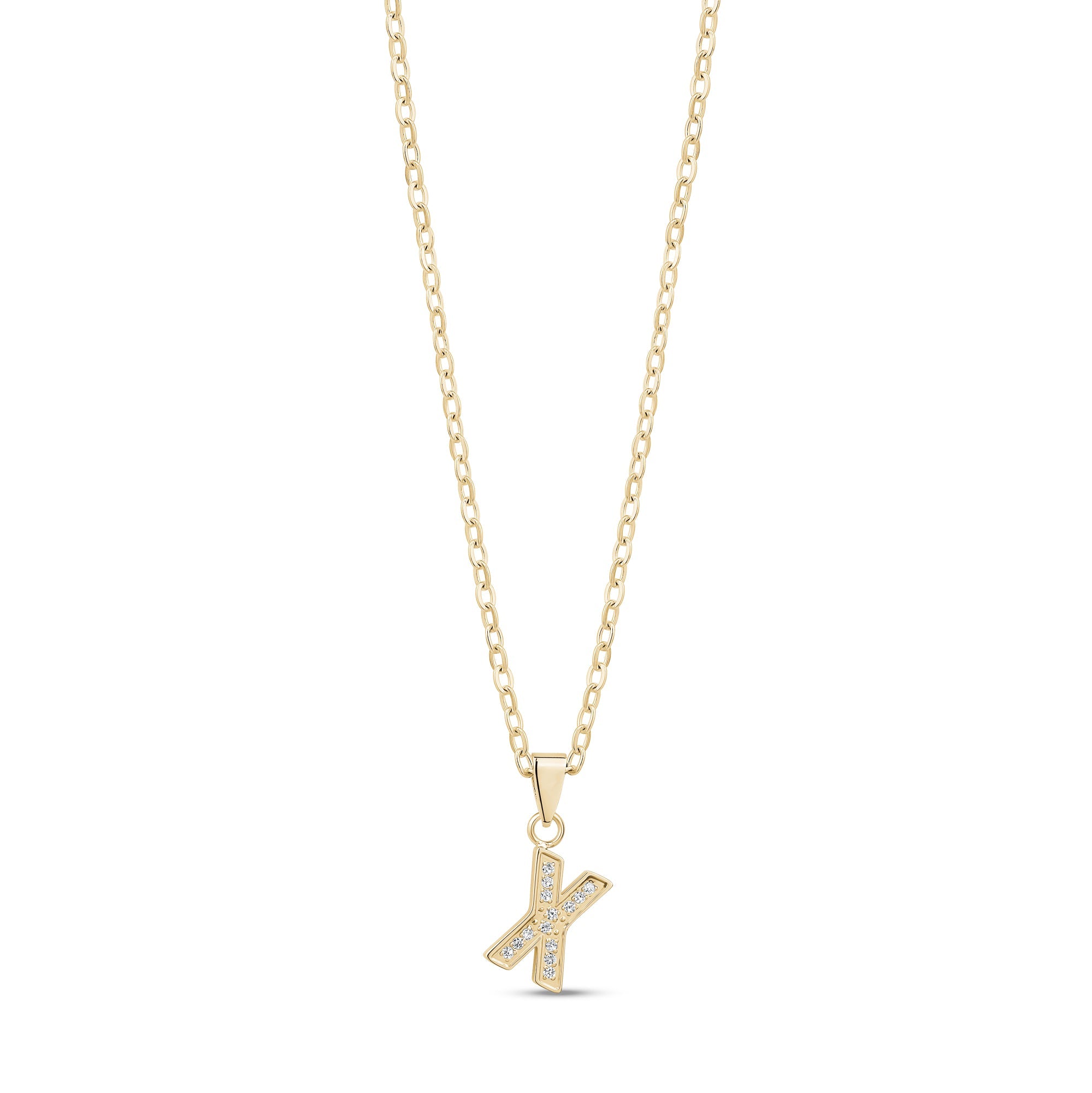 Stone-Set Initial Gold Pendant