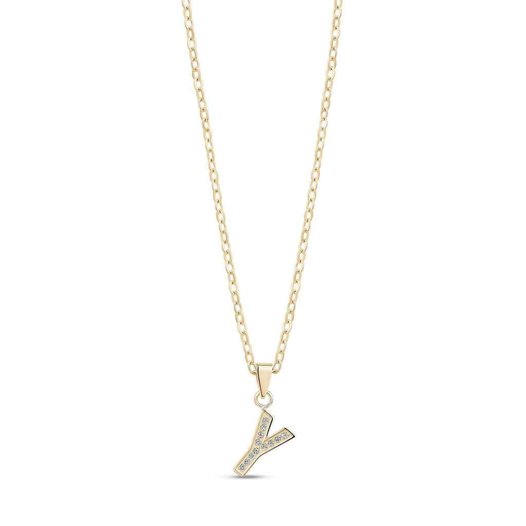 Stone-Set Initial Gold Pendant