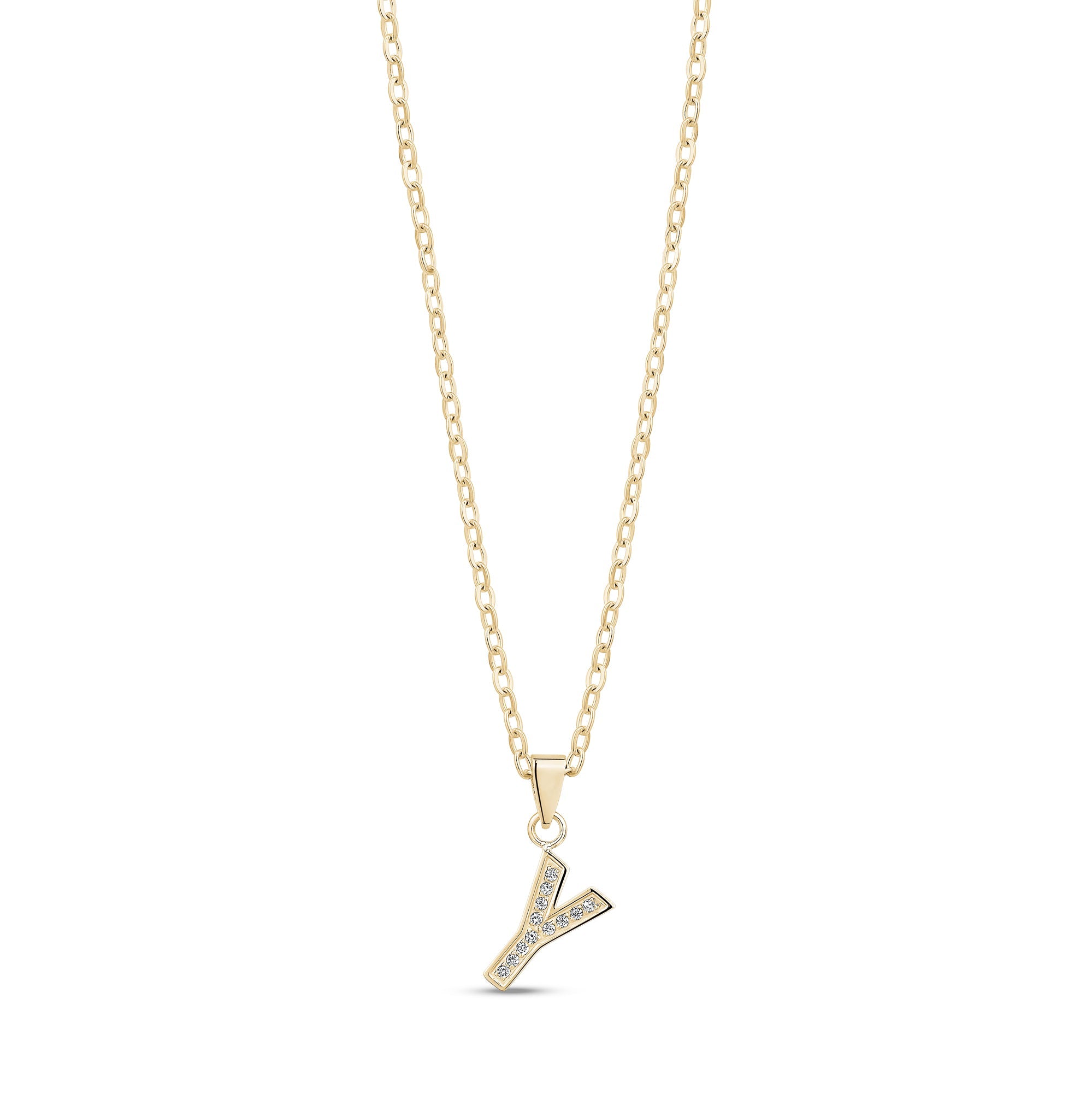 Stone-Set Initial Gold Pendant