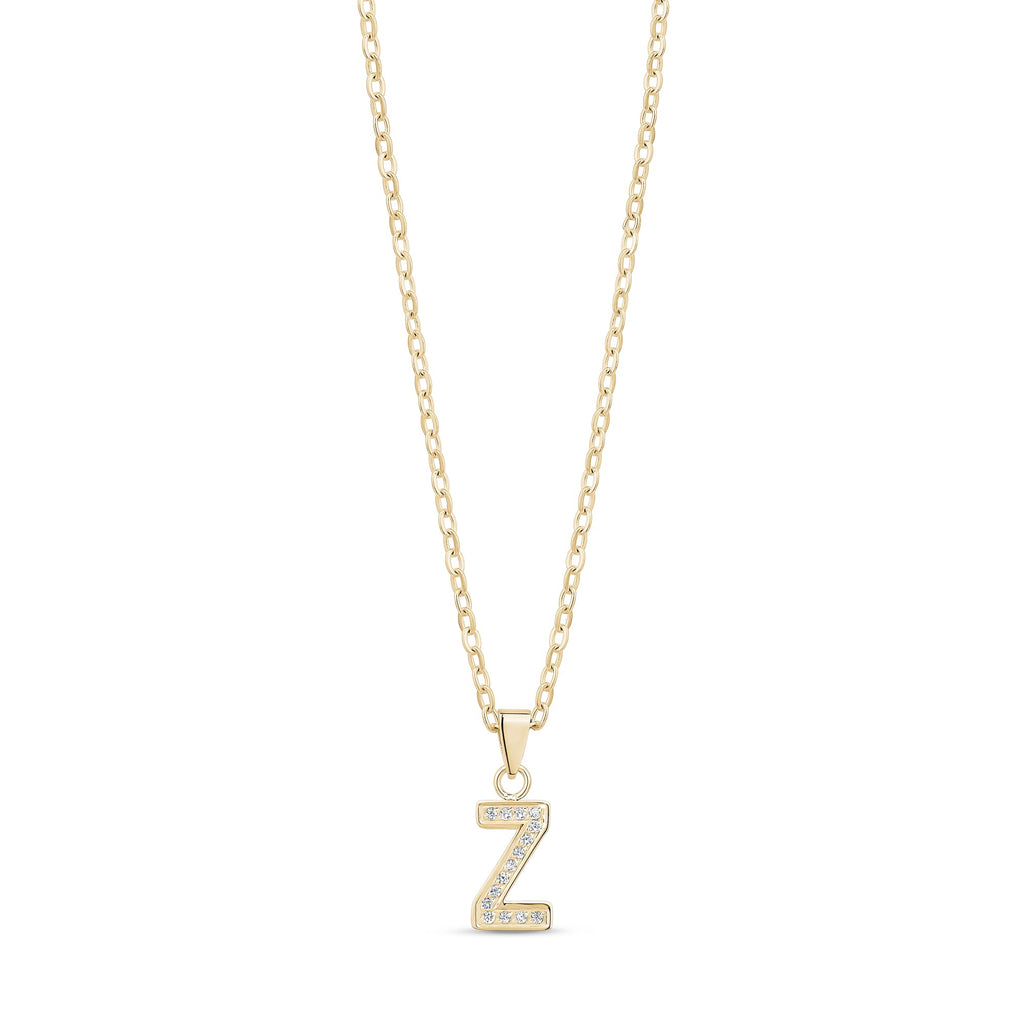 Stone-Set Initial Gold Pendant