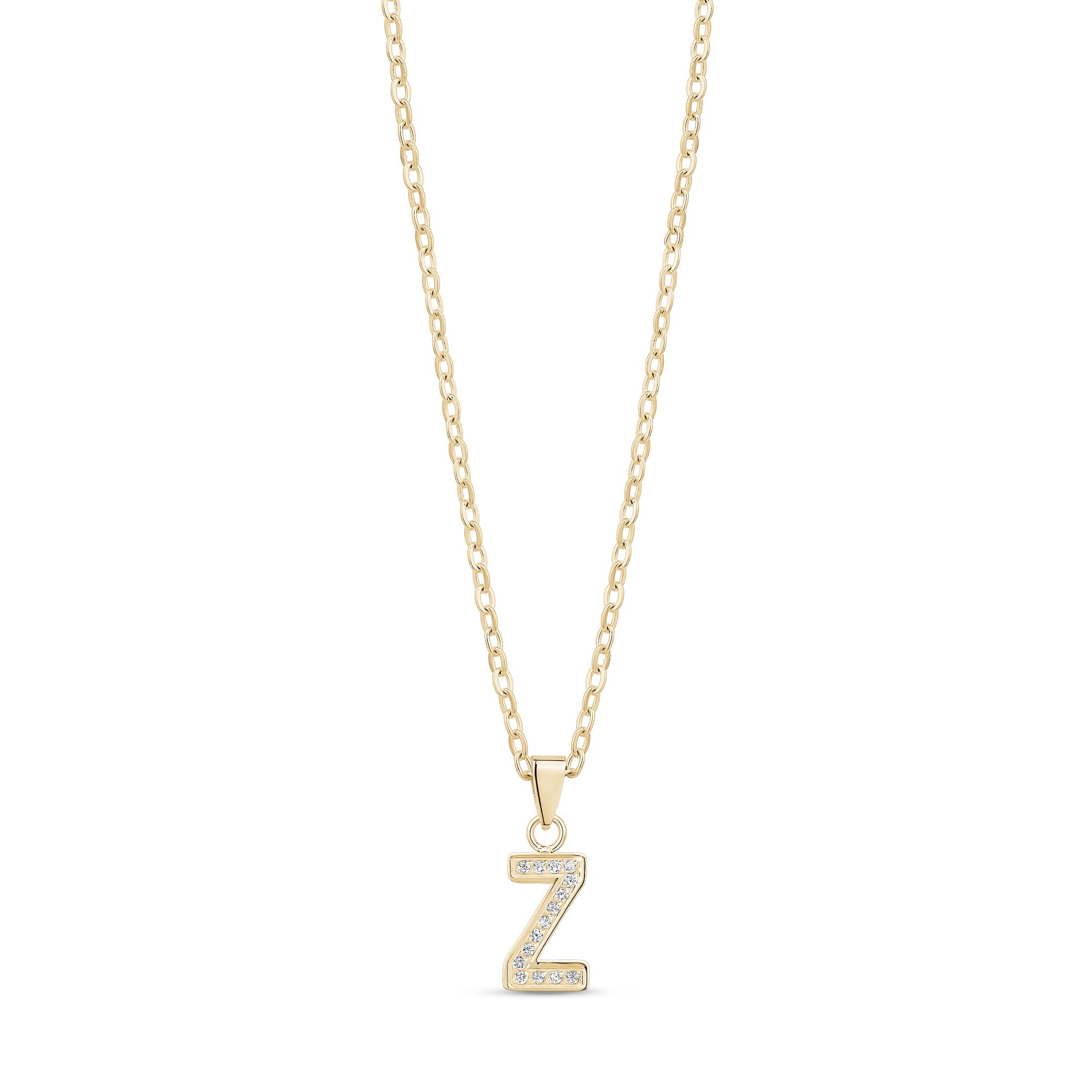 Stone-Set Initial Gold Pendant