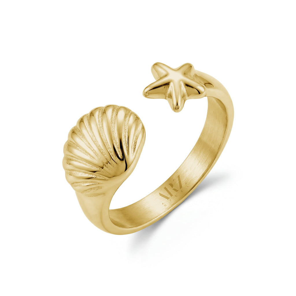 Seashell & Starfish Open Ring
