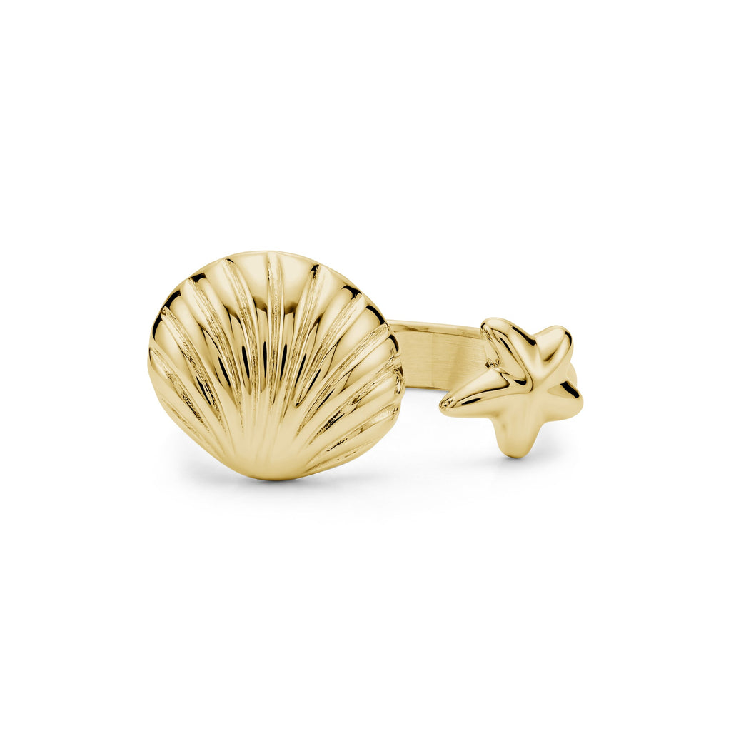 Seashell & Starfish Open Ring