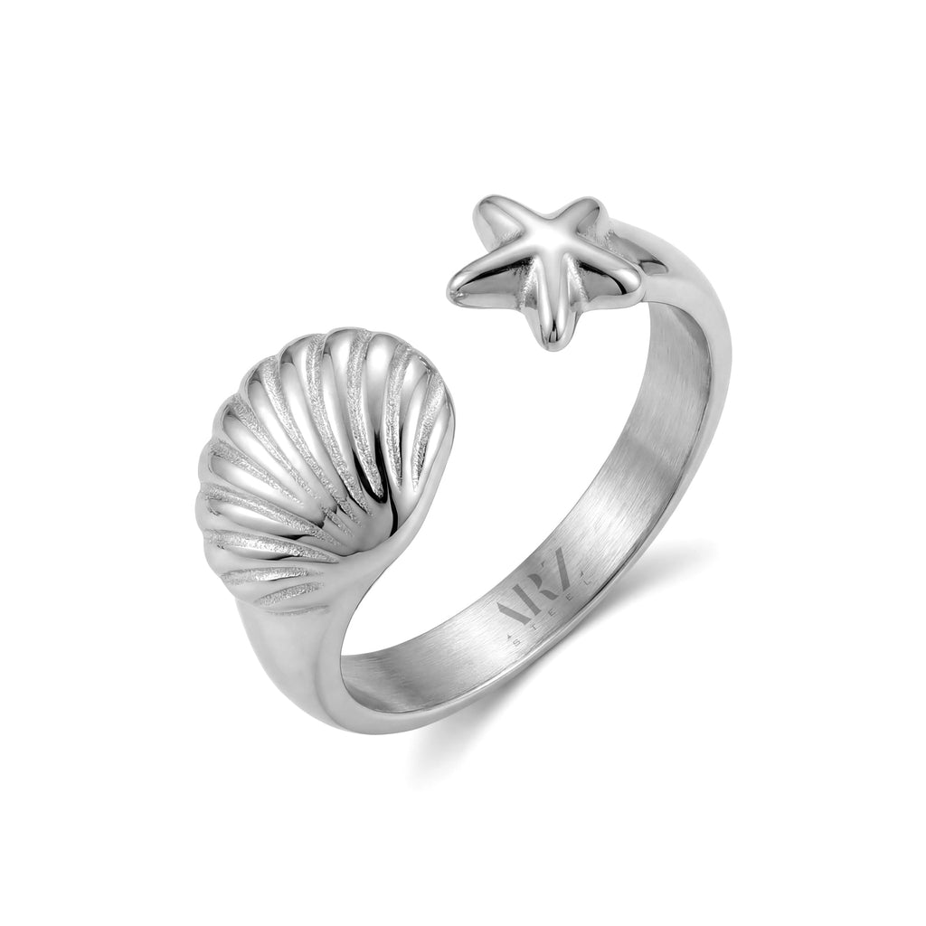 Seashell & Starfish Open Ring