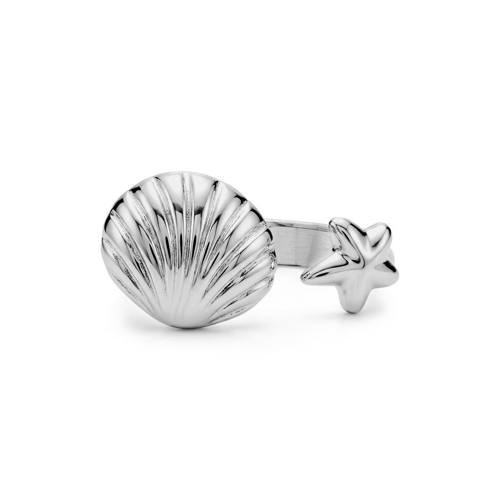 Seashell & Starfish Open Ring